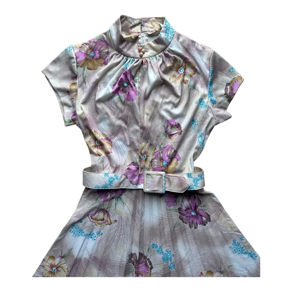 Vintage Conti-Lee New York floral key hole‎ dress with belt